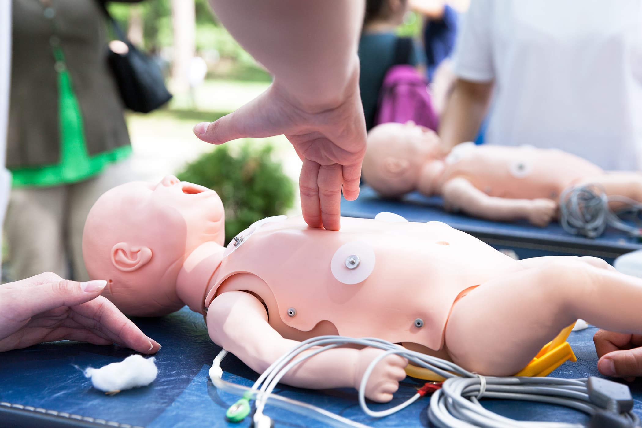 Infant CPR training demonstration